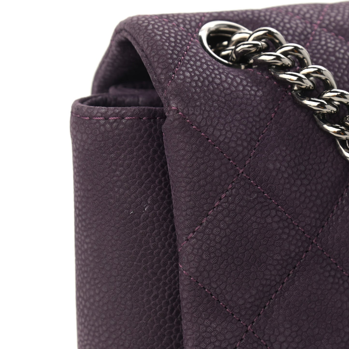 Iridescent Caviar Quilted Medium Lady Pearly Flap Plum