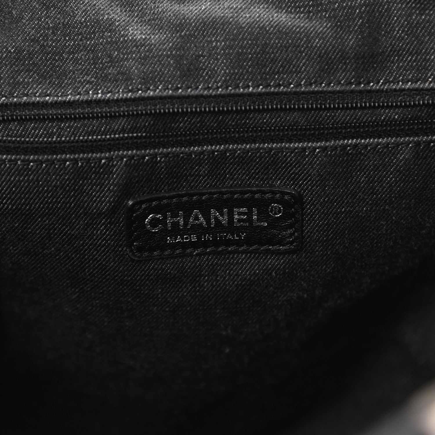 Chanel Striped Canvas CC Shopping Tote Black White 6 of 9