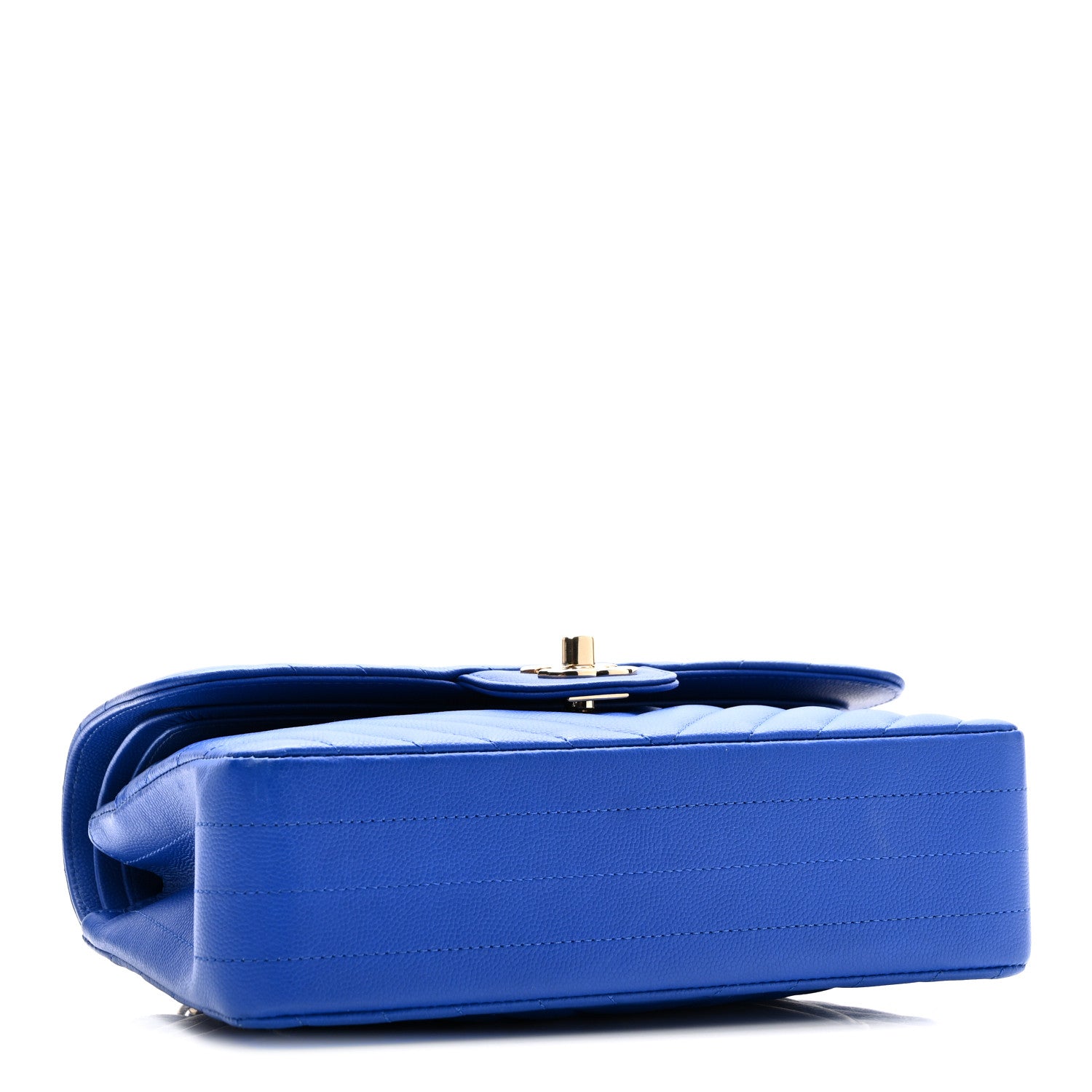 Chanel Caviar Chevron Quilted Small Double Flap Blue 4 of 10