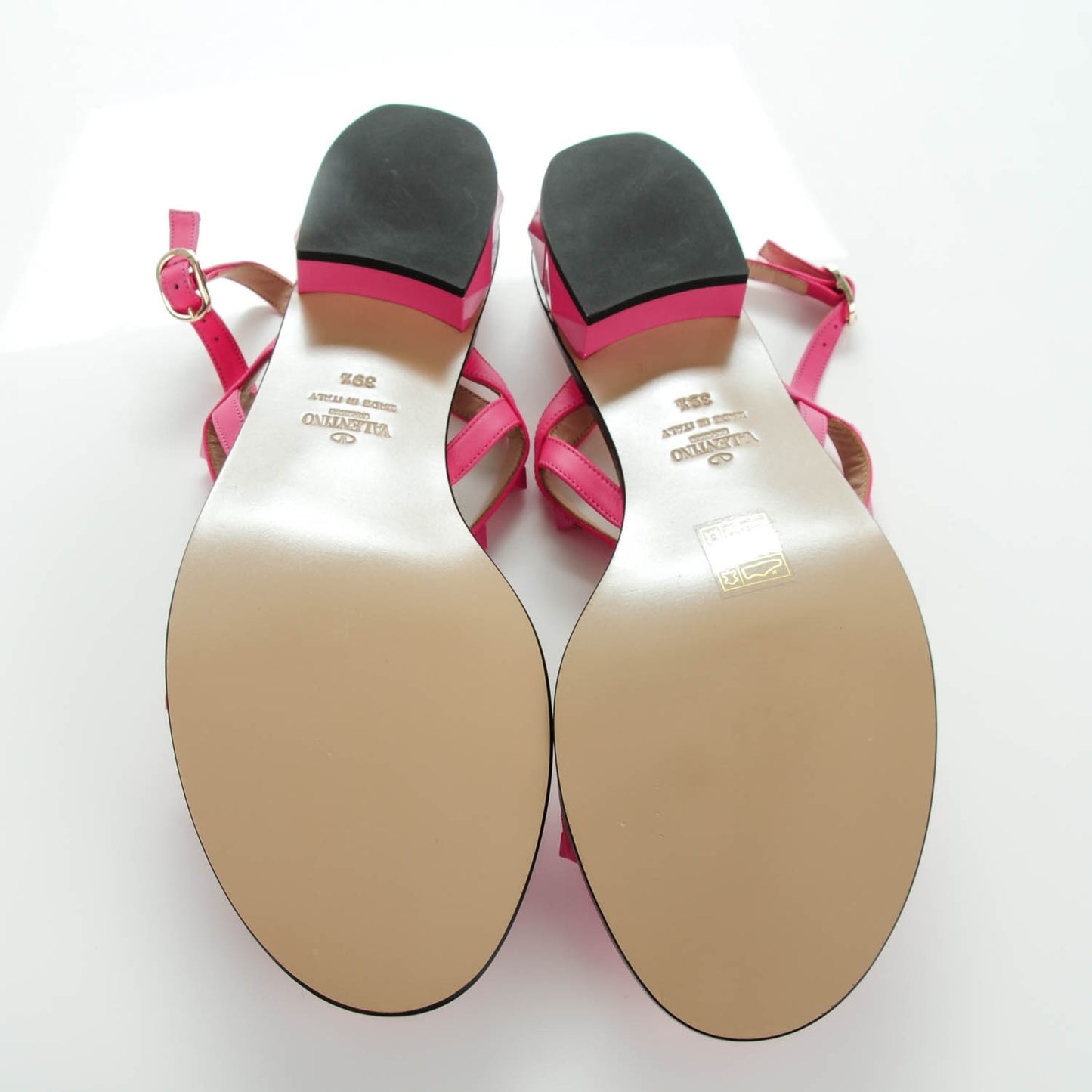 Calfskin Rockstud Slingback Low Block Heel Sandals 39.5 Pop Fuxia