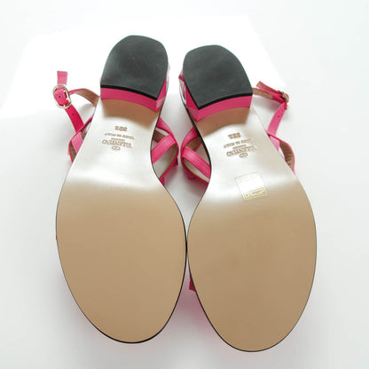 Valentino Garavani Calfskin Rockstud Slingback Low Block Heel Sandals 39.5 Pop Fuxia 6 of 9
