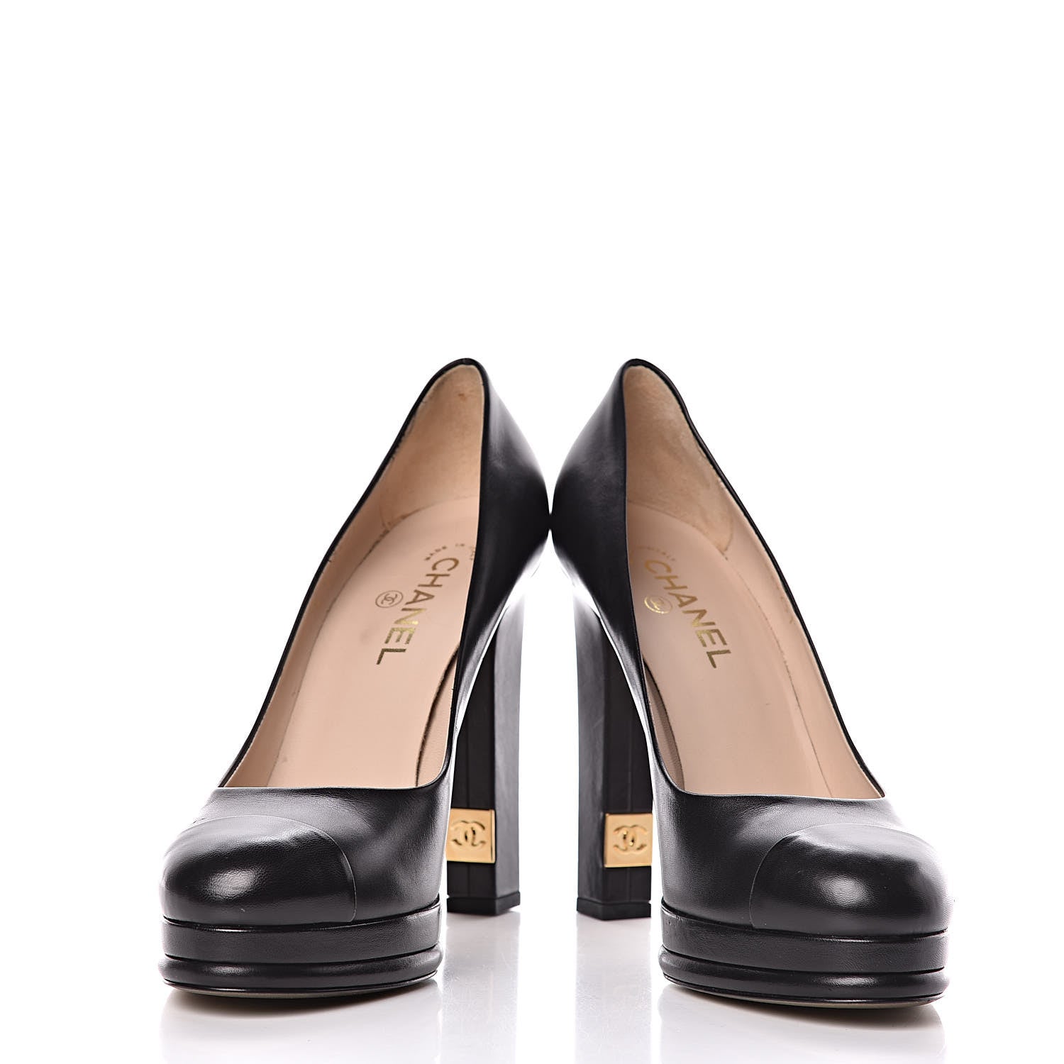 Chanel Lambskin Platform Cap Toe Pumps 42 Black 5 of 11