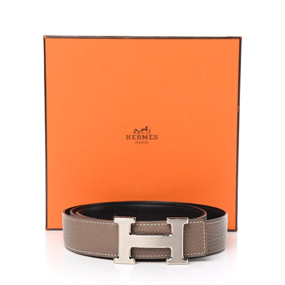 Hermes Box Togo 32mm H Belt 85 Black Etoupe 10 of 10