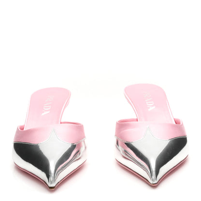 Prada Satin Metallic Pumps 38 Pink 3 of 9