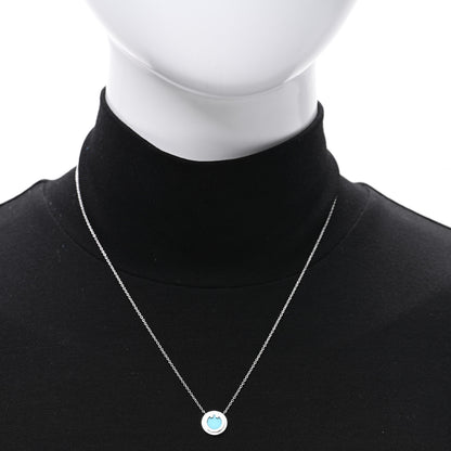 Tiffany 18K White Gold Turquoise T Circle Pendant Necklace 2 of 5