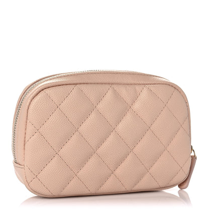 Chanel Caviar Quilted Small Curvy Pouch Cosmetic Case Light Beige 3 of 11