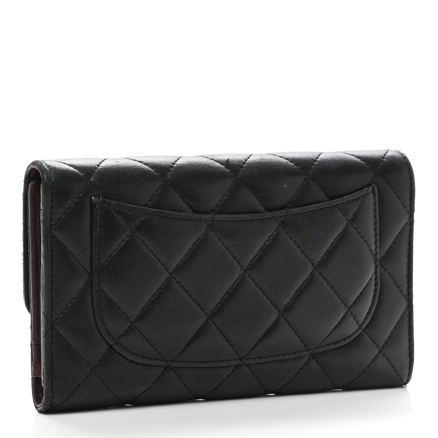 Lambskin Quilted Large Flap Wallet Black