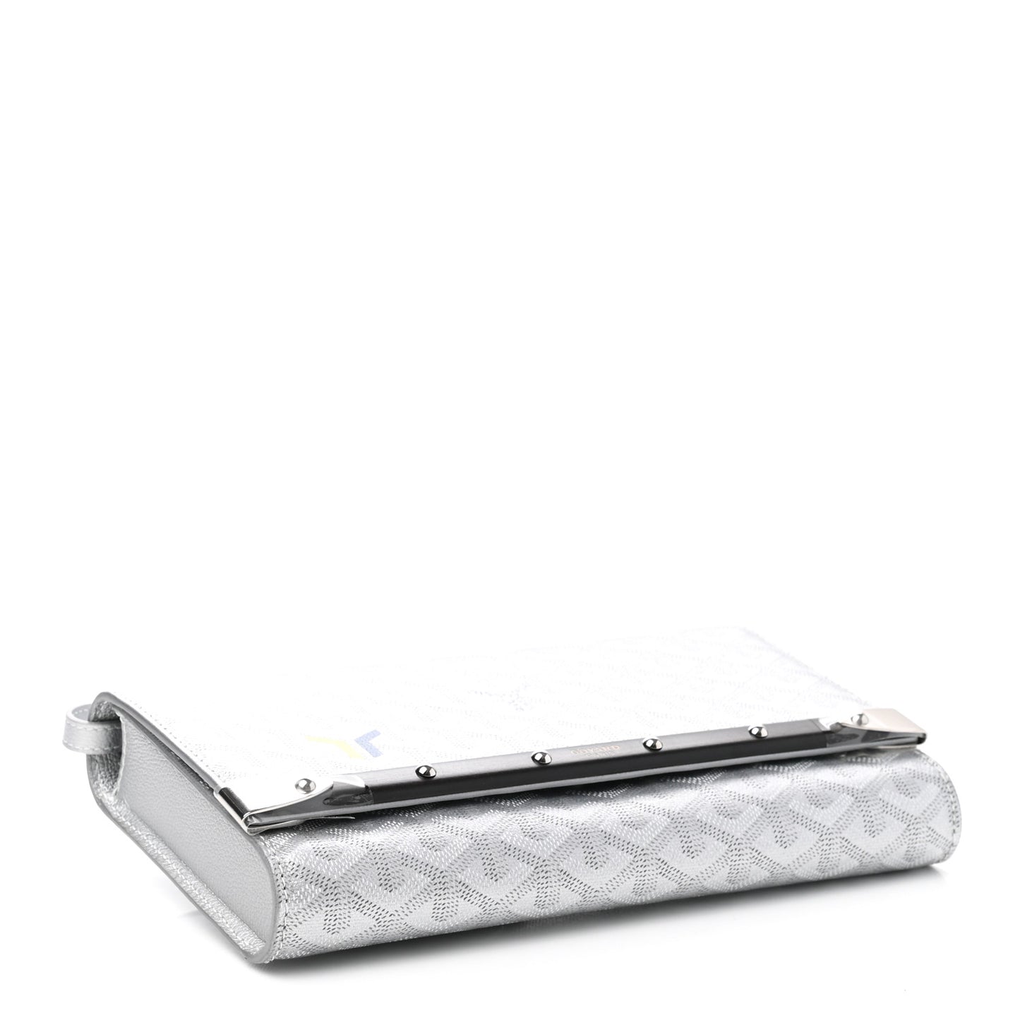 Goyardine Monte Carlo Bois Clutch With Strap Silver