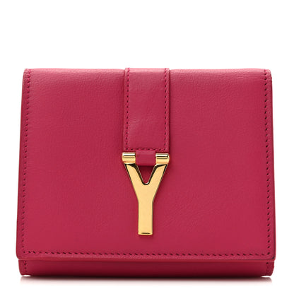 Saint Laurent Calfskin Classic Y Compact Wallet Fuchsia 1 of 9