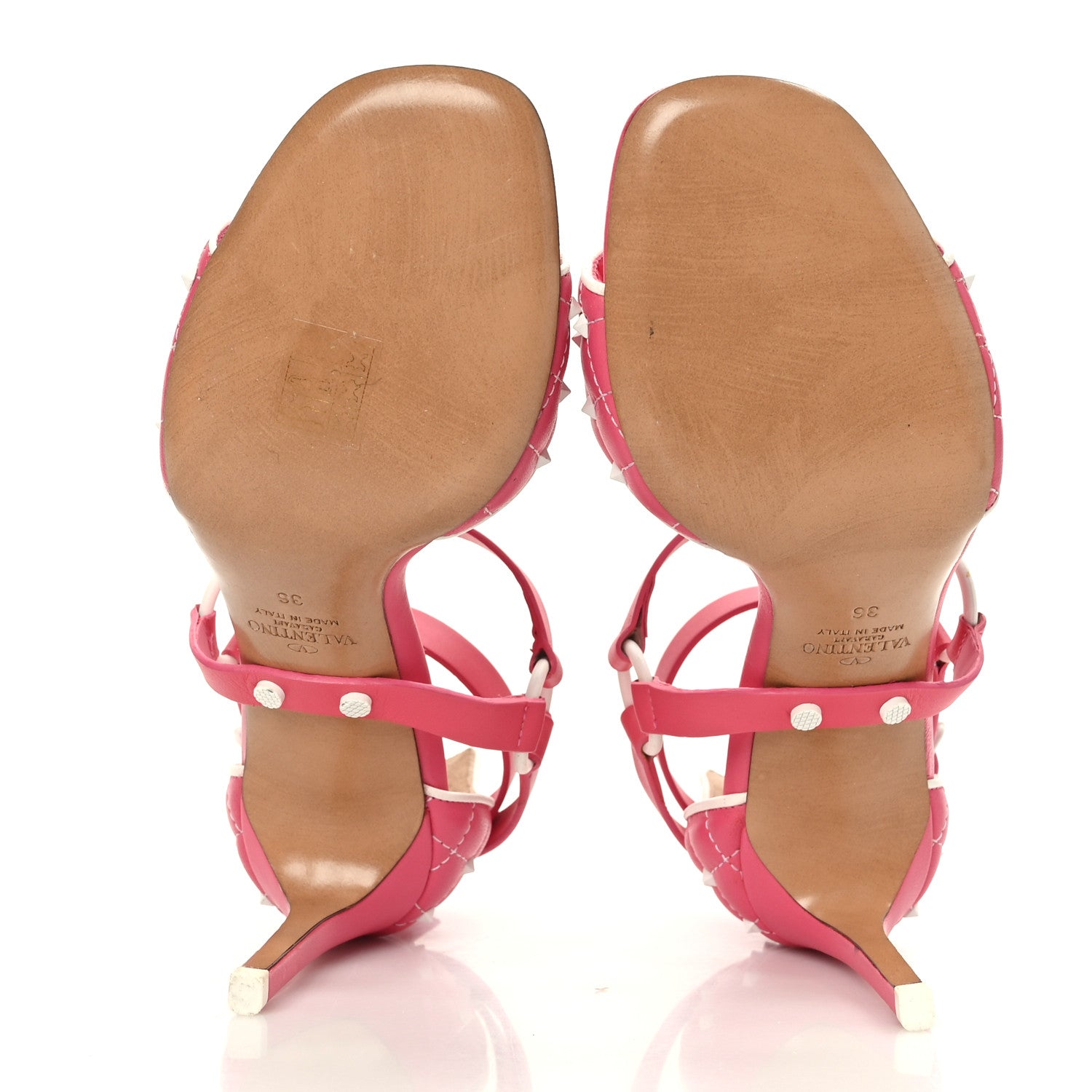 Valentino Garavani Nappa Free Rockstud Spike 90mm Ankle Strap Sandals 36 Shadow Pink Optic White 5 of 9