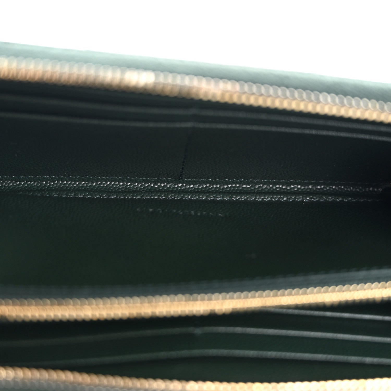 Saint Laurent Grain De Poudre Matelasse Chevron Monogram Zip Around Wallet New Vert Fonce 6 of 11