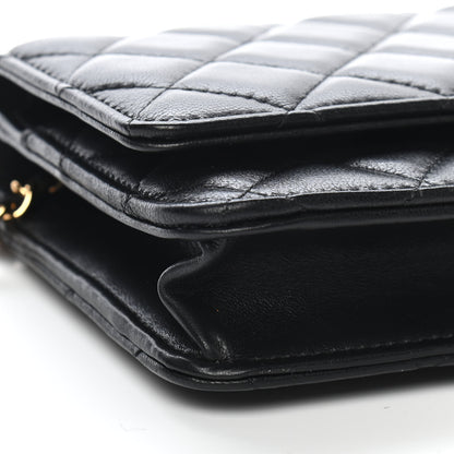Chanel Lambskin Quilted Wallet On Chain WOC Black 9 of 10