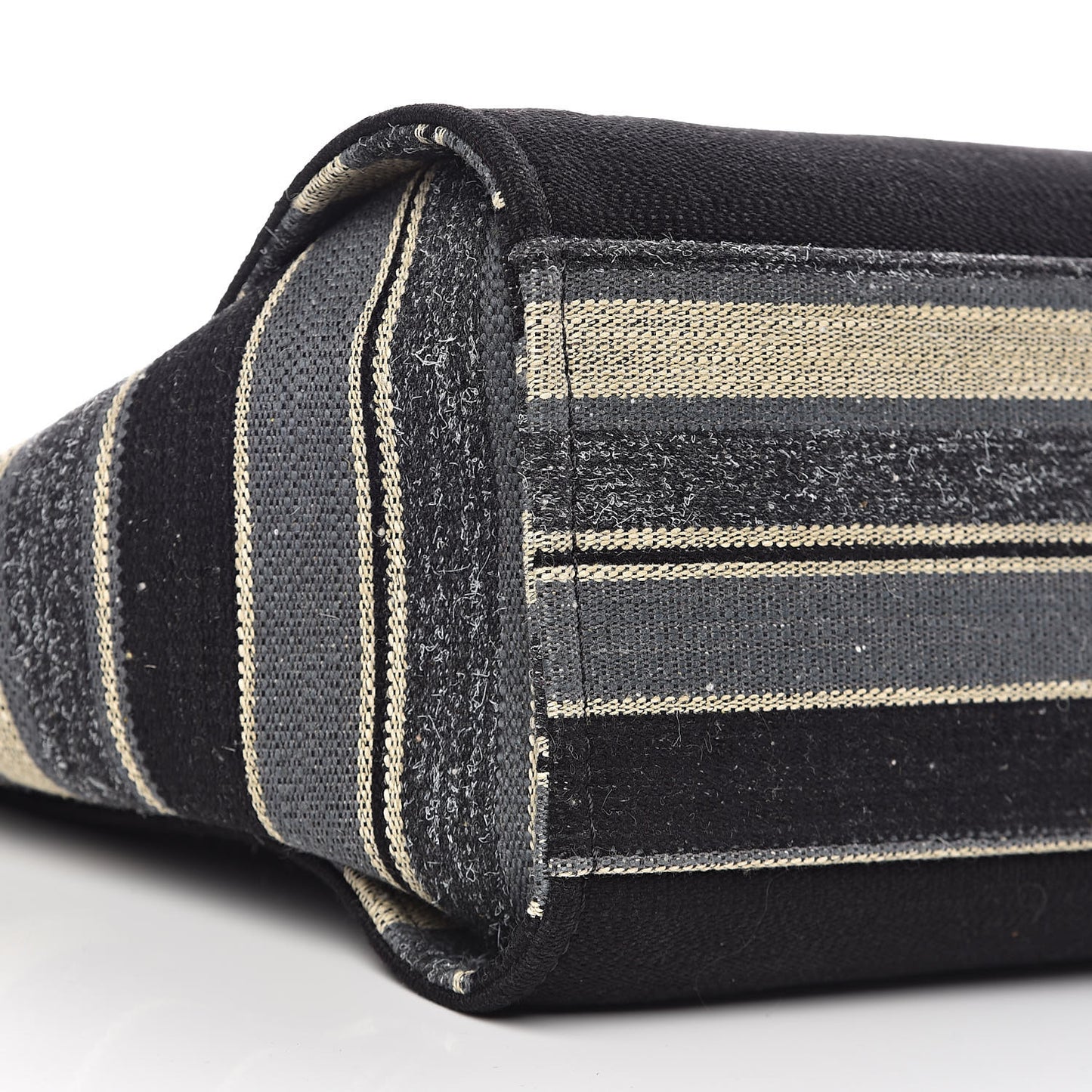Striped Canvas Medium Deauville Tote Grey Black