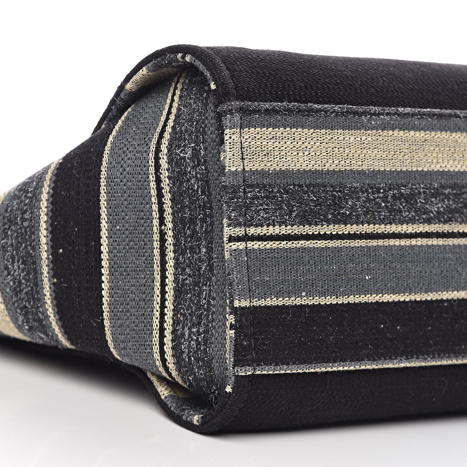 Chanel Striped Canvas Medium Deauville Tote Grey Black 8 of 9