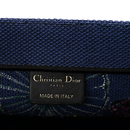 Christian Dior Raffia Souvenir Embroidered Medium Book Tote Blue Natural Multicolor 6 of 10