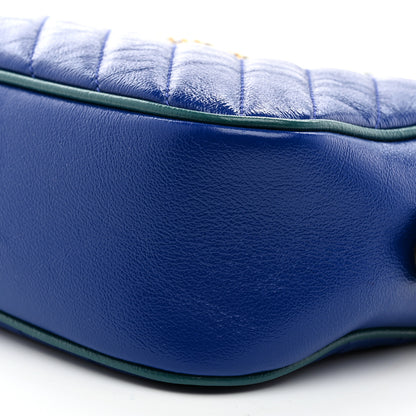 Gucci Azalea Calfskin Enamel Matelasse Diagonal Small Torchon GG Marmont Chain Shoulder Bag Imperial Blue Pavone 10 of 10
