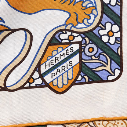 Hermes Silk Duels Oniriques Scarf 90 Creme Lavande Vert 4 of 6