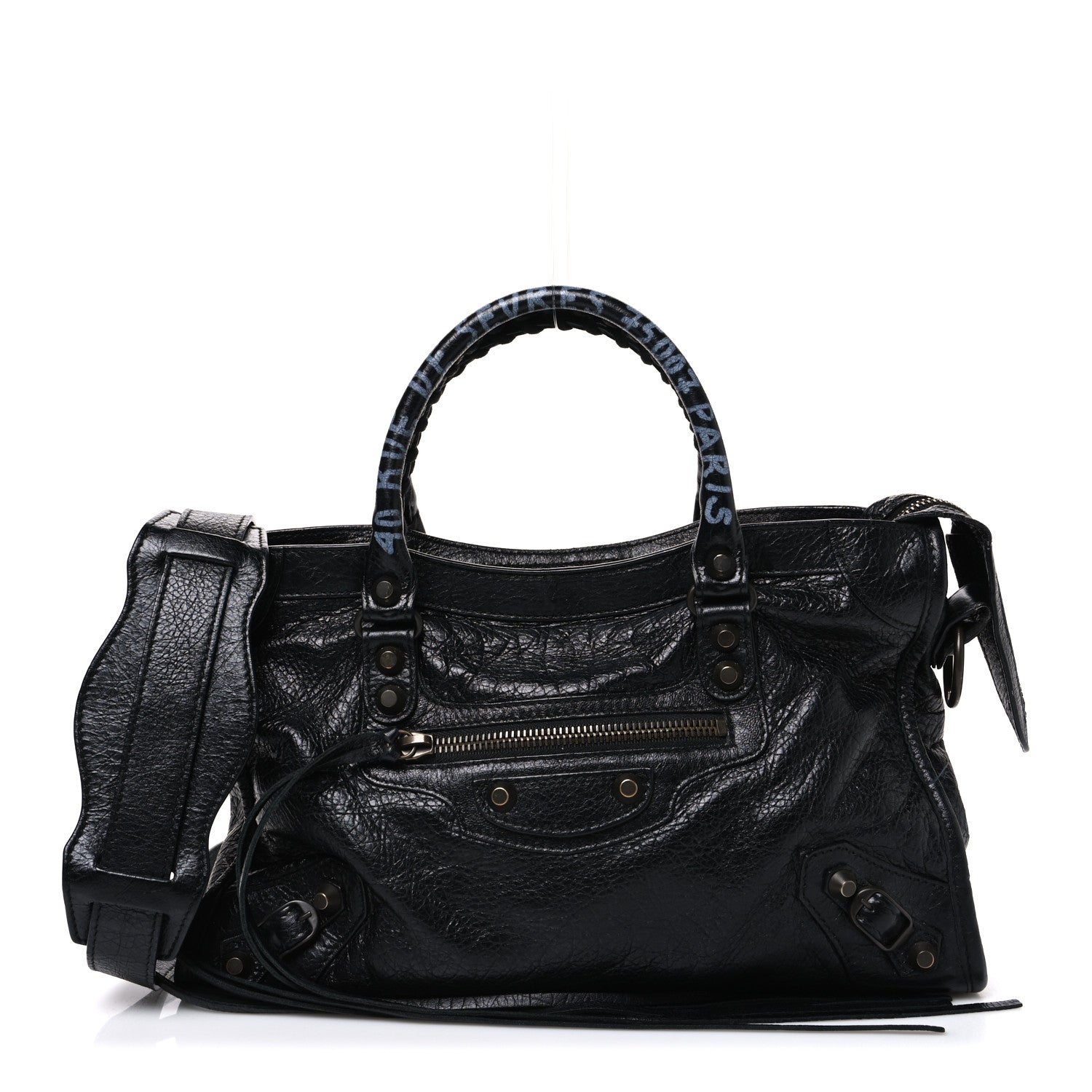 Balenciaga Agneau Classic Hardware Graffiti Handles S City Black 1 of 12