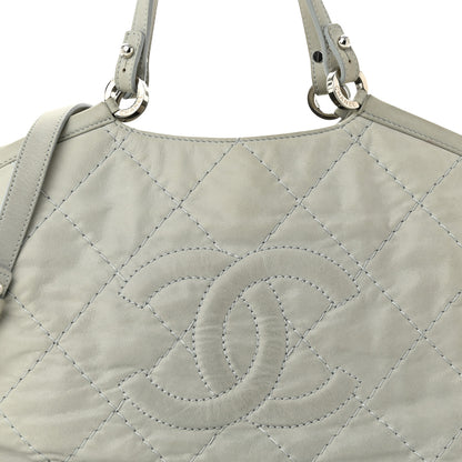 Chanel Iridescent Calfskin Diamond Stitched CC Shopping Tote Gris Clair 9 of 10