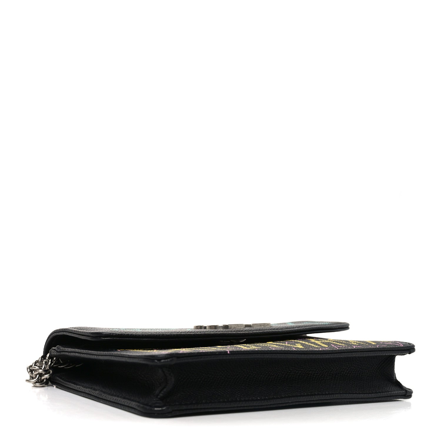 Balenciaga Grained Calfskin Graffiti BB Wallet On Chain Black 3 of 8