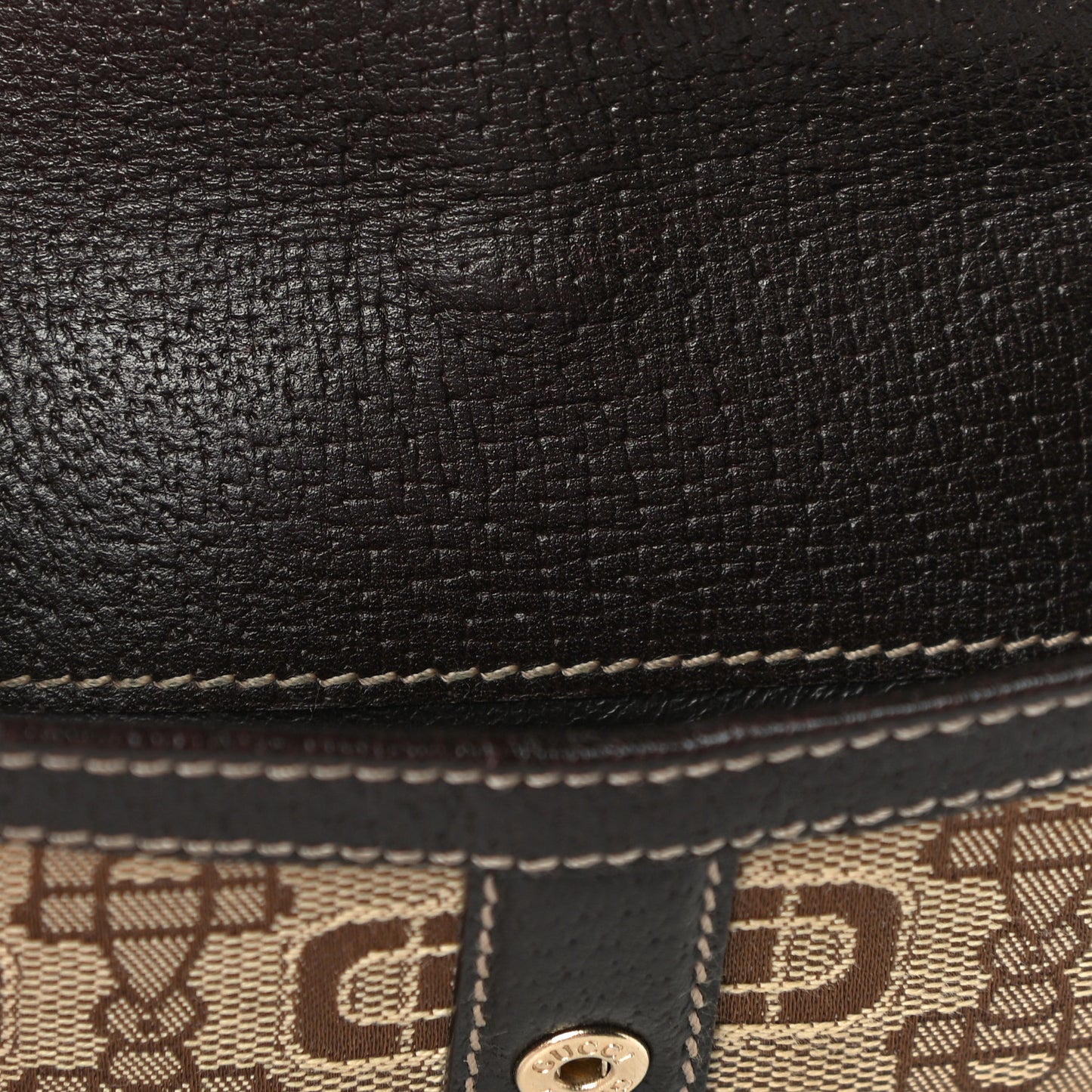 Horsebit Canvas Buckle Compact Wallet Brown