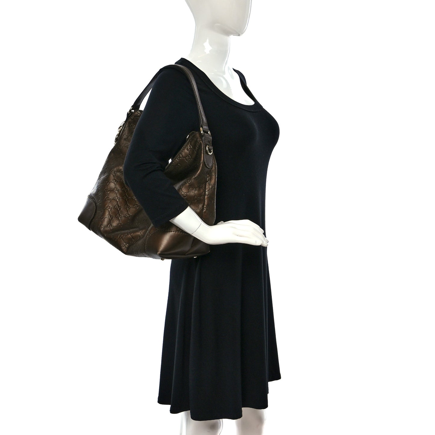 Metallic Guccissima Medium Heart Bit Charm Hobo Bronze