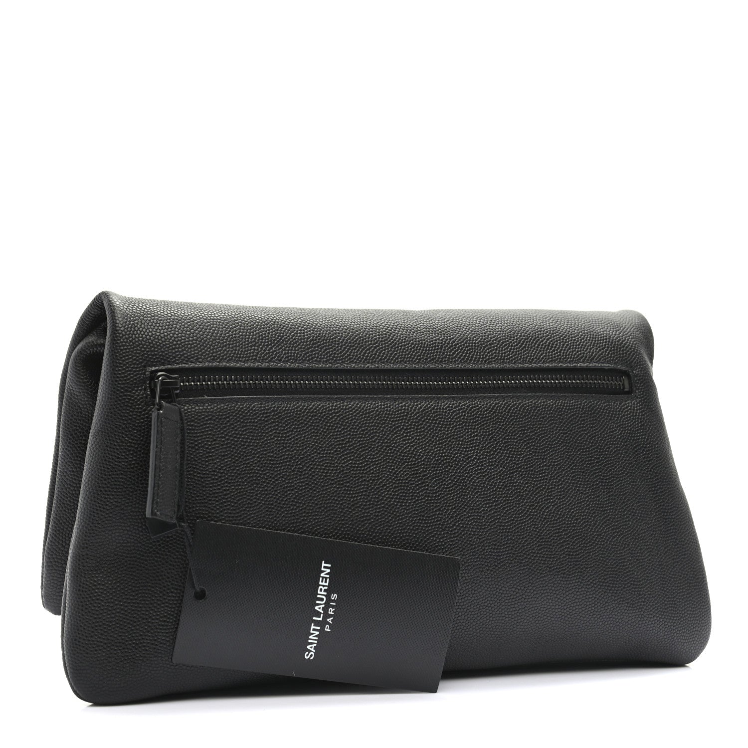 Saint Laurent Grain De Poudre West Hollywood Monogram Fold Over Clutch Black 3 of 8