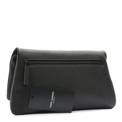Saint Laurent Grain De Poudre West Hollywood Monogram Fold Over Clutch Black 3 of 8