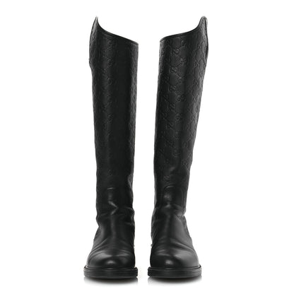 Gucci Guccissima Calfskin Miro Soft Knee High Riding Boots 35.5 Black 3 of 10