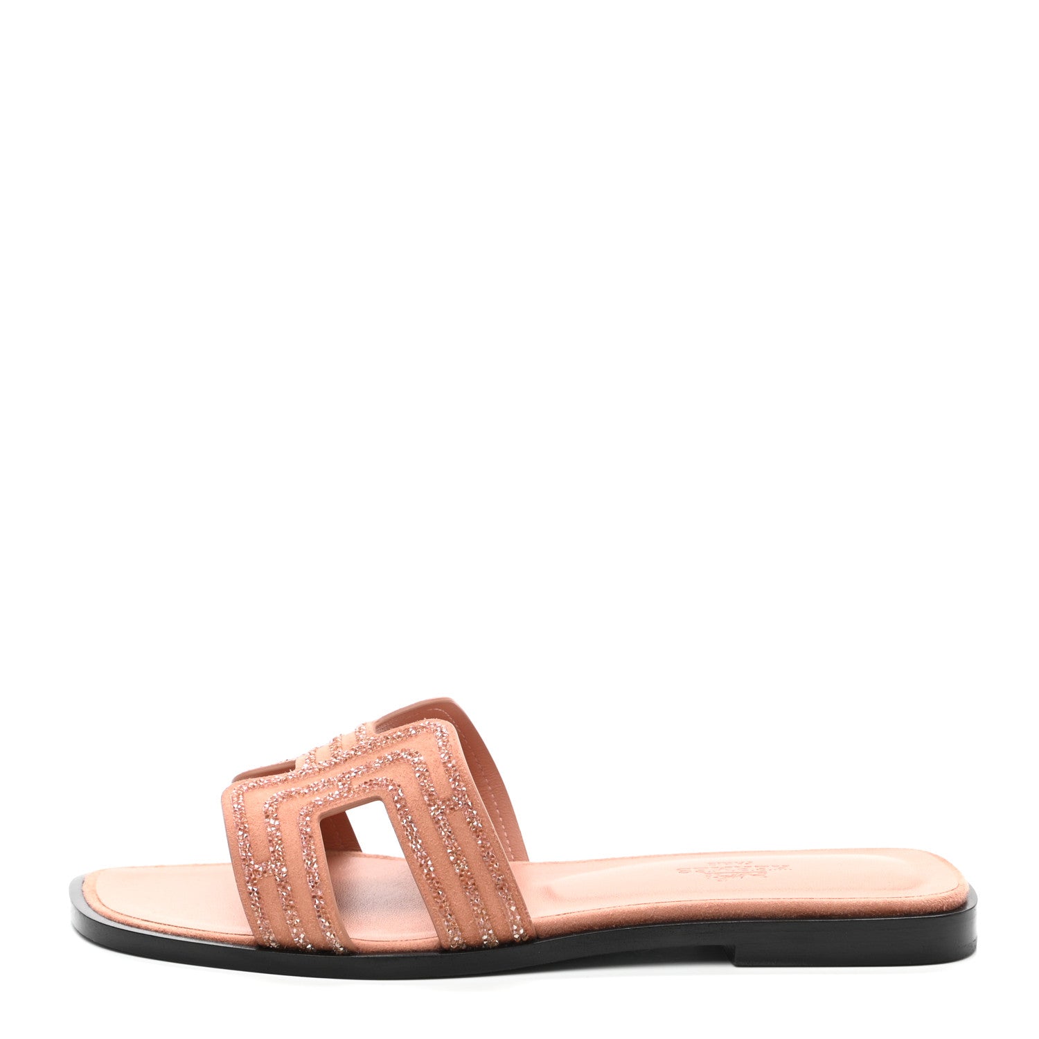 Hermes Suede Goatskin Crystal Oran Sandals 36 Rose Aube Nude 1 of 8