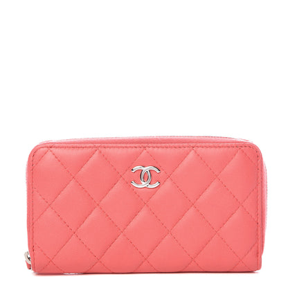 Chanel Lambskin Quilted Small Zip Around Wallet Pink 1 of 9