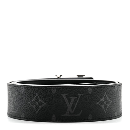 Louis Vuitton Monogram Eclipse 40mm LV Line Initiales Reversible 95 38 Belt Black 3 of 8