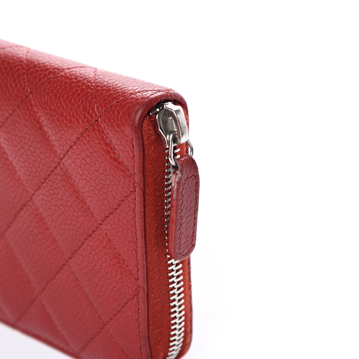 Chanel Caviar Quilted Large Gusset Zip Around Wallet Red 12 of 13