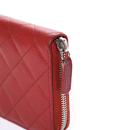 Chanel Caviar Quilted Large Gusset Zip Around Wallet Red 12 of 13