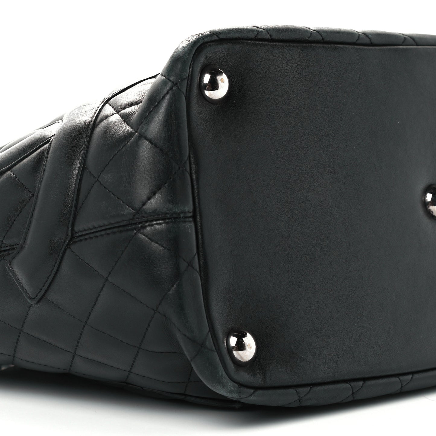 Calfskin Quilted Large Cambon Tote Black