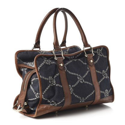 Burberry Calfskin Denim Rope Print Bag Blue 3 of 11