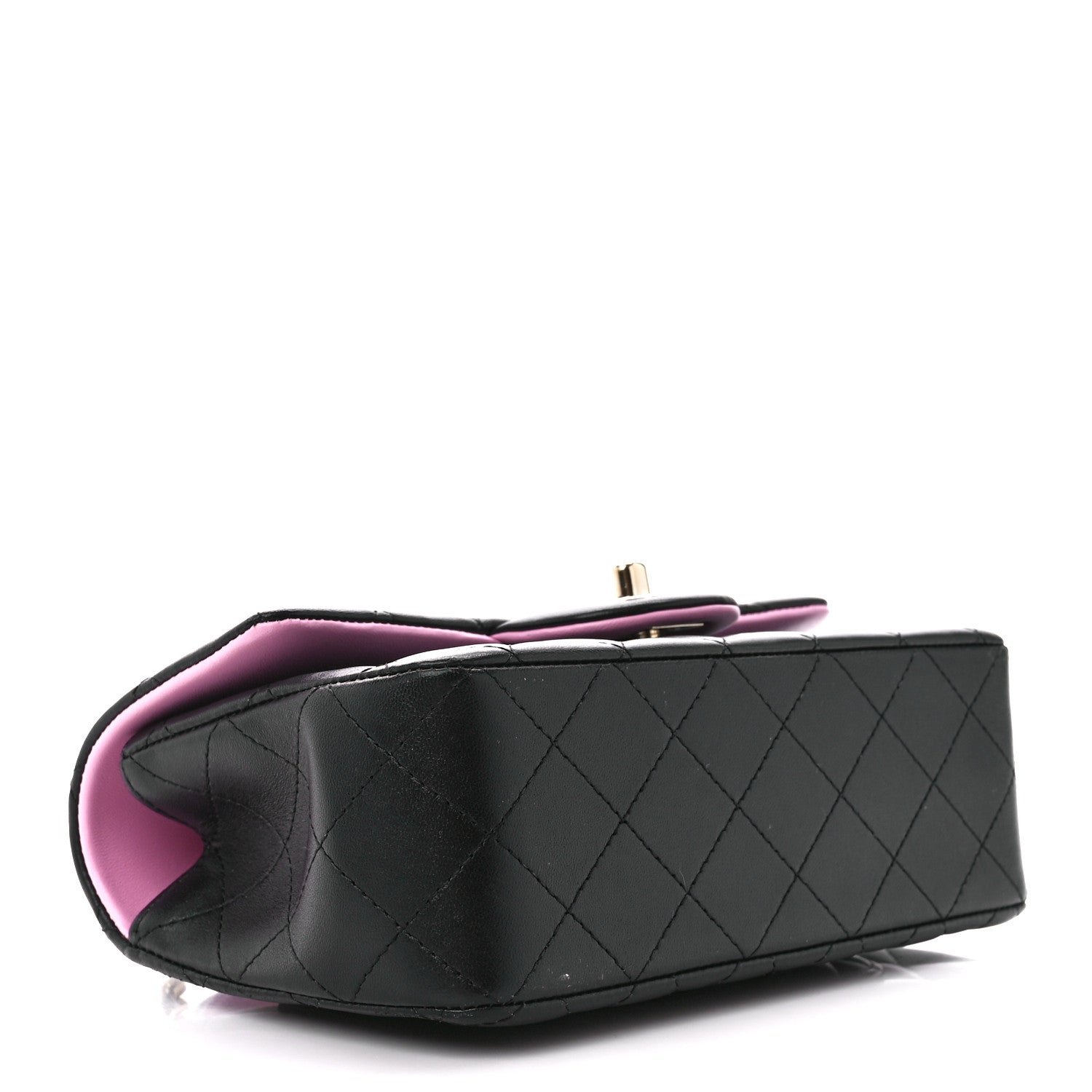 Chanel Lambskin Quilted Bi-Color Mini Top Handle Rectangular Flap Black Lilac 4 of 11