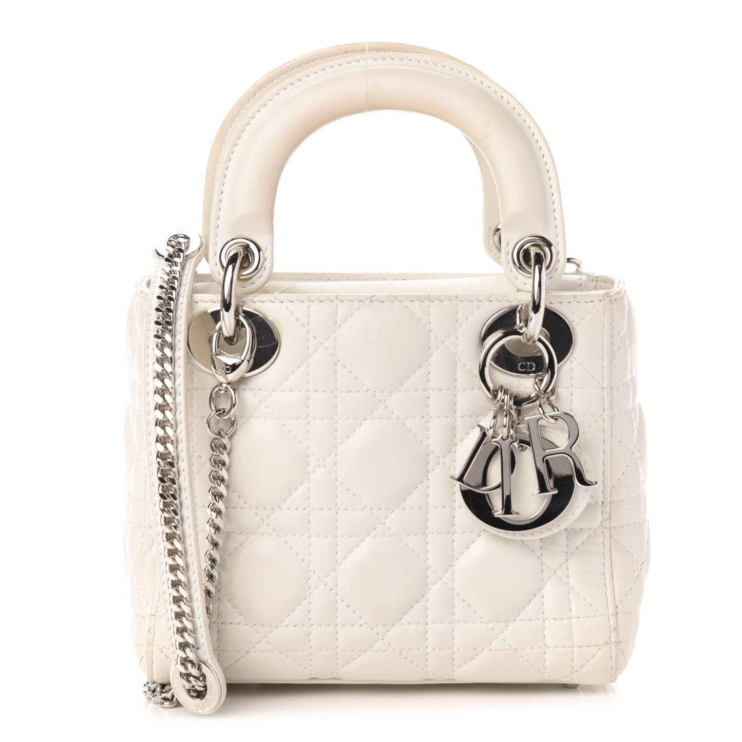 Lambskin Cannage Mini Lady Dior White