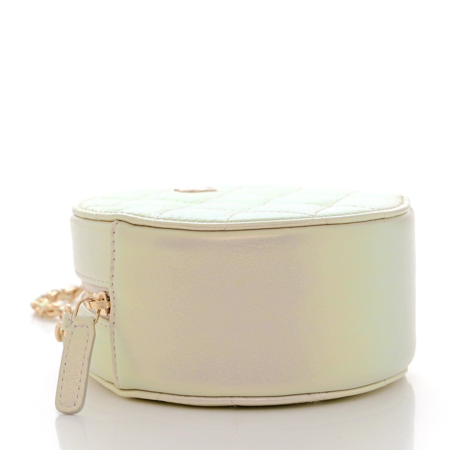 Chanel Iridescent Lambskin Quilted Round Clutch With Chain Ivory 4 of 8