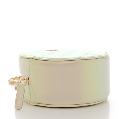 Chanel Iridescent Lambskin Quilted Round Clutch With Chain Ivory 4 of 8