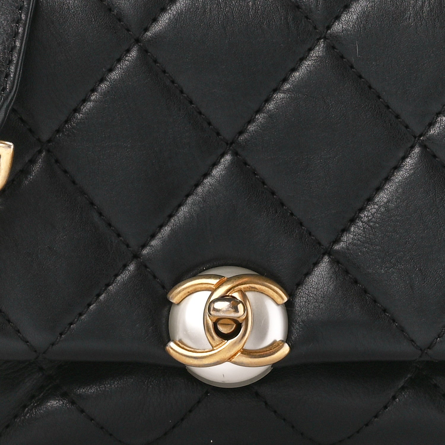 Chanel Calfskin Quilted Accordion Pearl CC Flap Bag Black Black 8 of 10