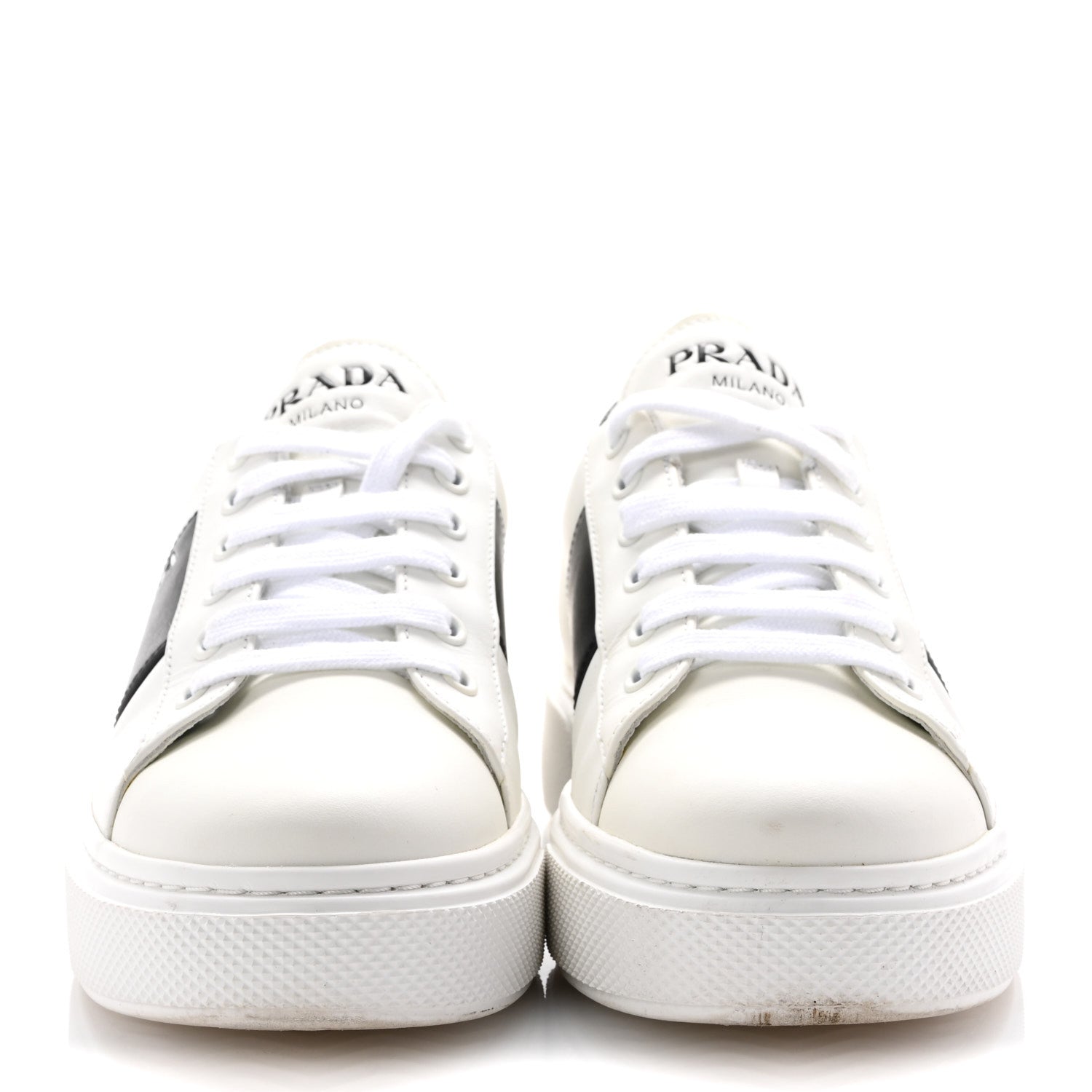 Prada Vitello Soft Logo 45mm Platform Sneakers 39 White Black 3 of 13