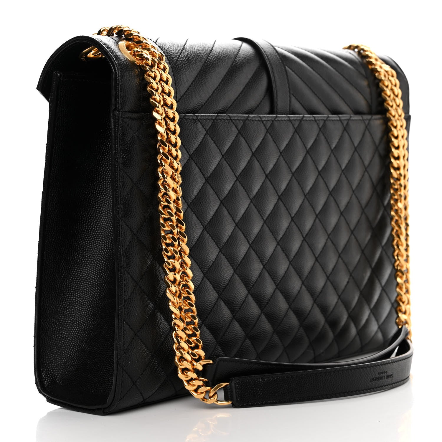 Saint Laurent Grain De Poudre Textured Mixed Matelasse Large Triquilt Monogram Satchel Black 3 of 10