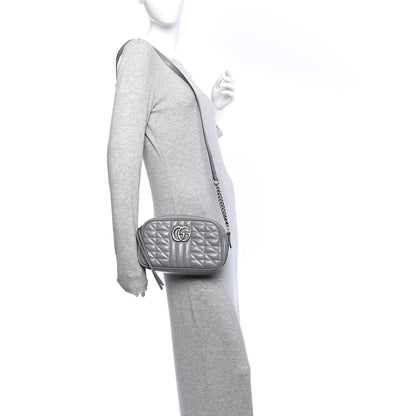 Gucci Calfskin Matelasse Aria Small GG Marmont Chain Shoulder Bag Deep Grey 2 of 13