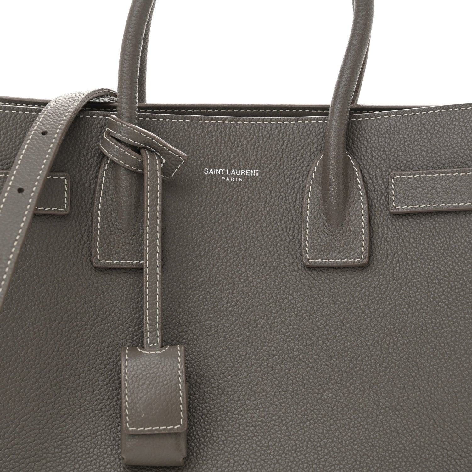 Saint Laurent Grained Calfskin Topstich Baby Sac De Jour Grey 7 of 18