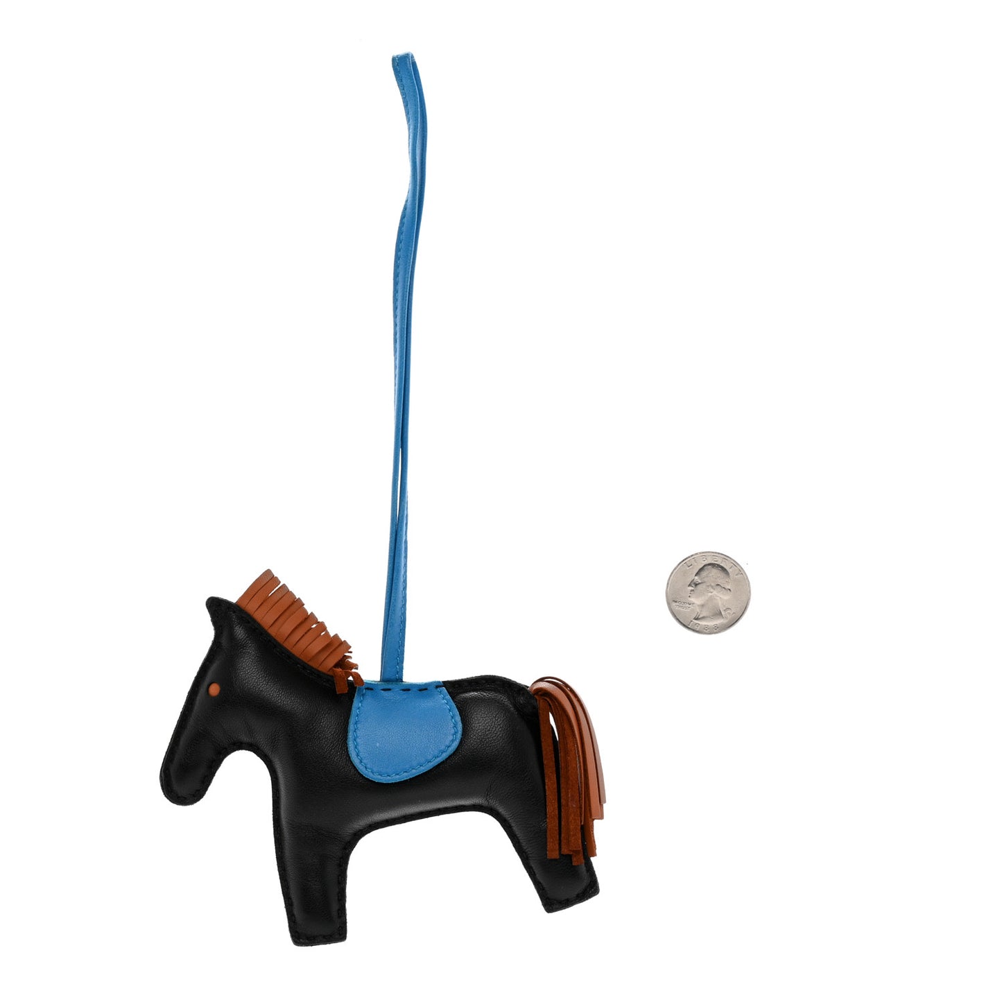 Milo Lambskin Grigri Rodeo Horse Bag Charm MM Black Gold Bleu Zanzibar