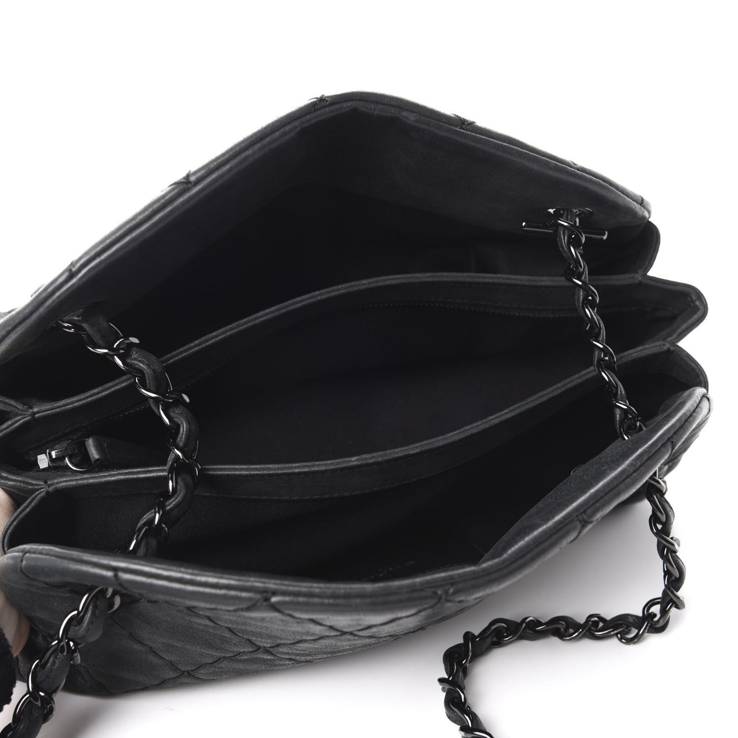 Iridescent Calfskin Medium Just Mademoiselle Bowler Black