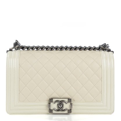 Chanel Goatskin Quilted Patent Medium Duo Boy Flap Ecru 1 of 10