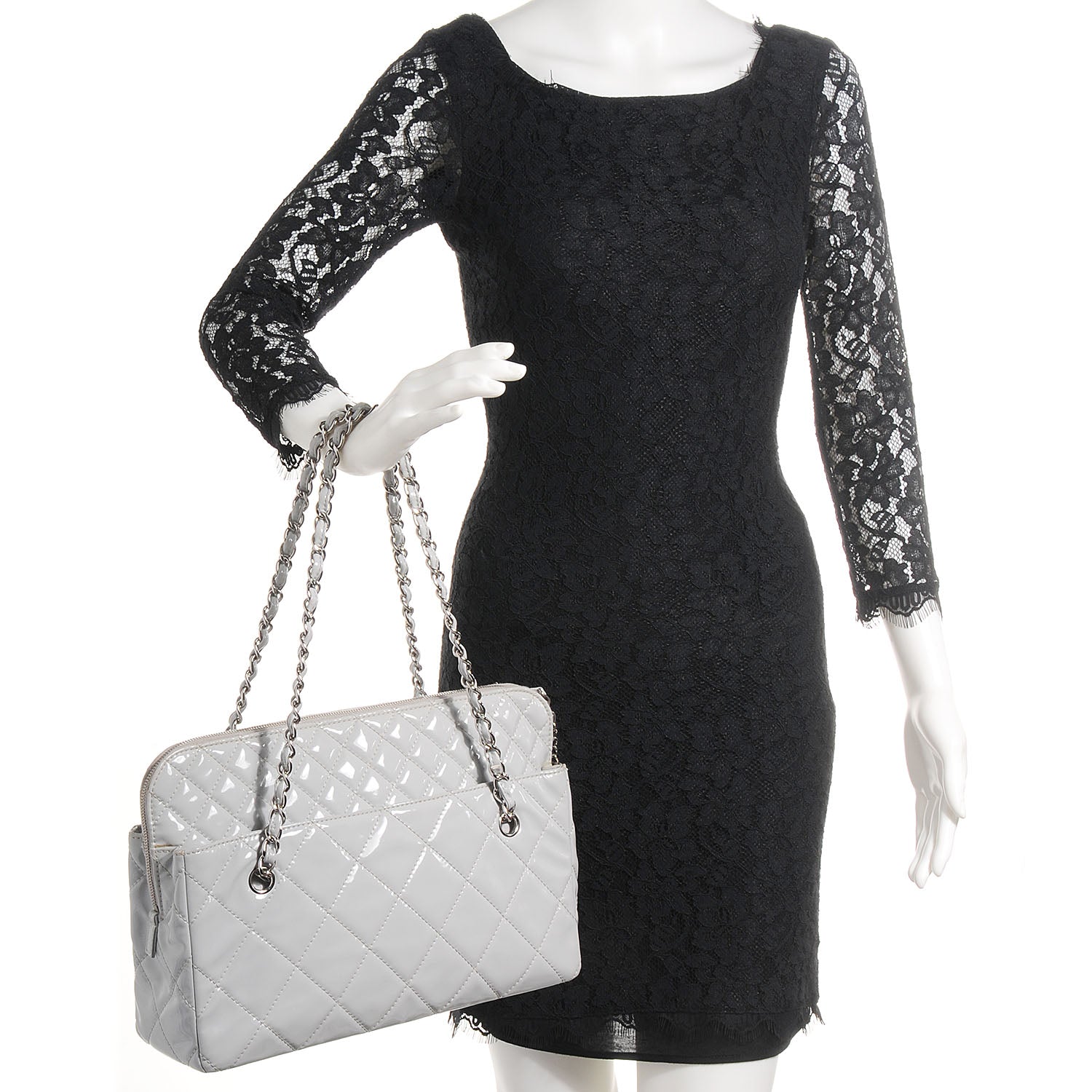 Chanel Vinyl Quilted In the Business Camera Case Light Grey 2 of 9