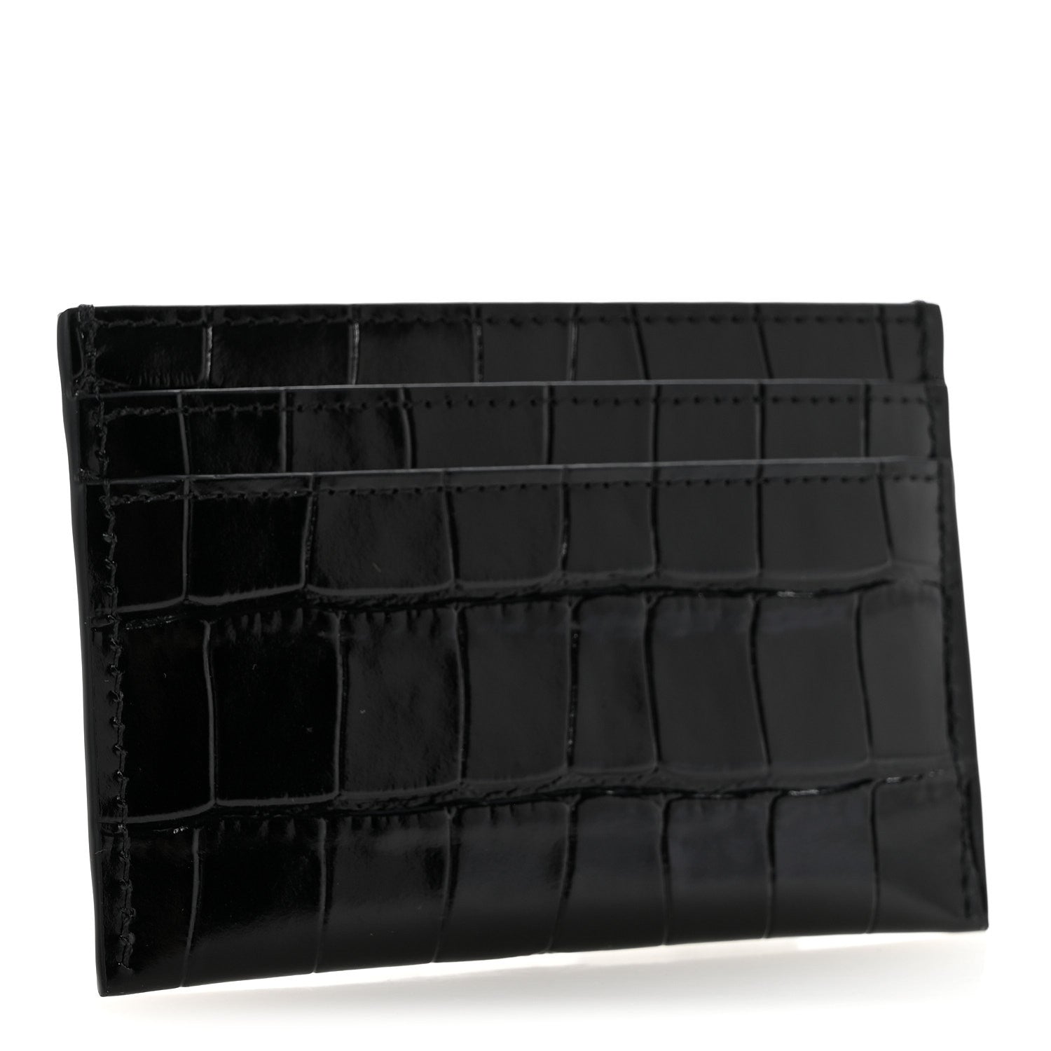 Chanel Calfskin Crocodile Embossed Crococo Card Holder Black 3 of 8